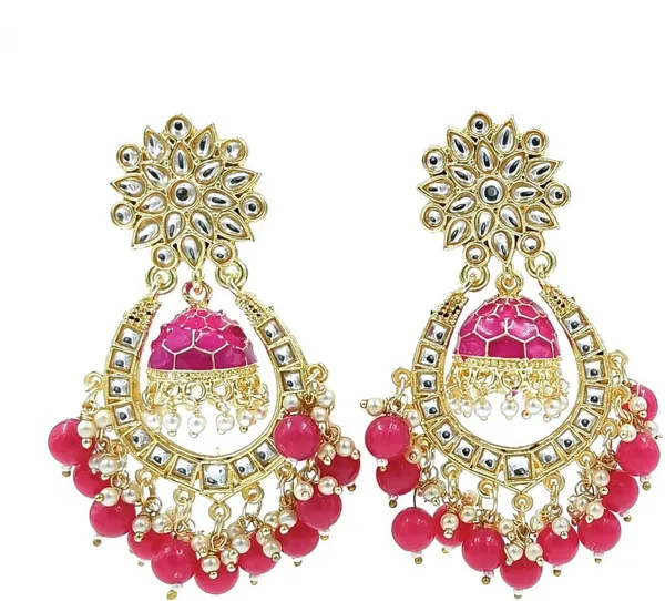 Pink__Brass_Jhumka_Earrings_For_Women