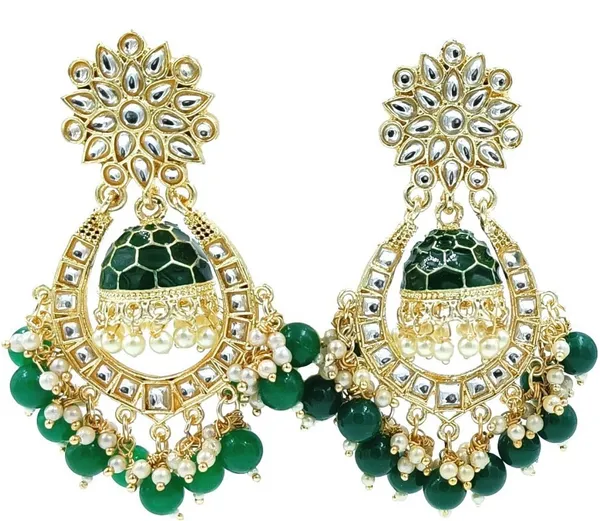 Green__Brass_Jhumka_Earrings_For_Women