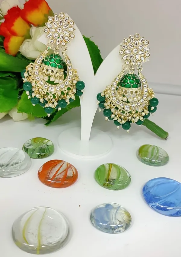 Green__Brass_Jhumka_Earrings_For_Women