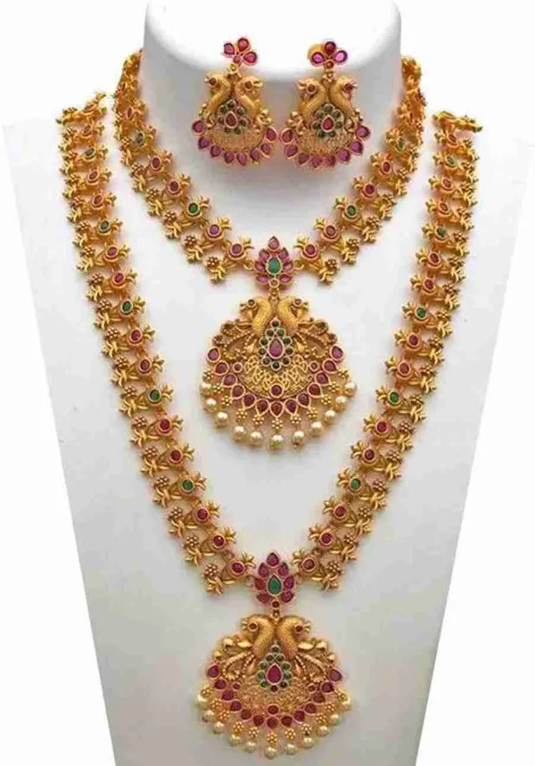 Gold_Premium_Alloy_Necklace,_Chain_&_Earrings_Jewellery_Set_For_Women