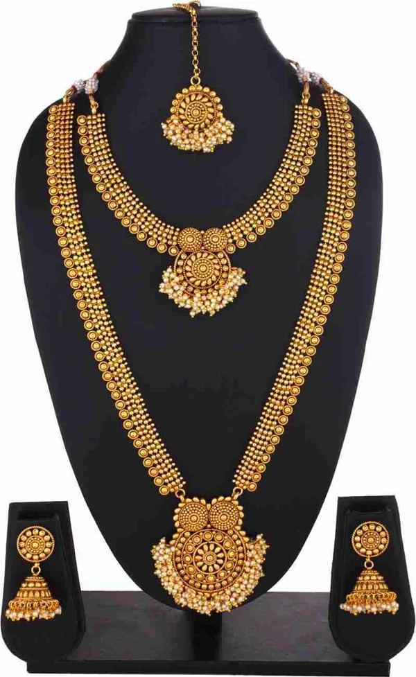 Gold_Premium_Copper_Necklace_With_Earrings_&_Maang_Tikka_Jewellery_Set_For_Women