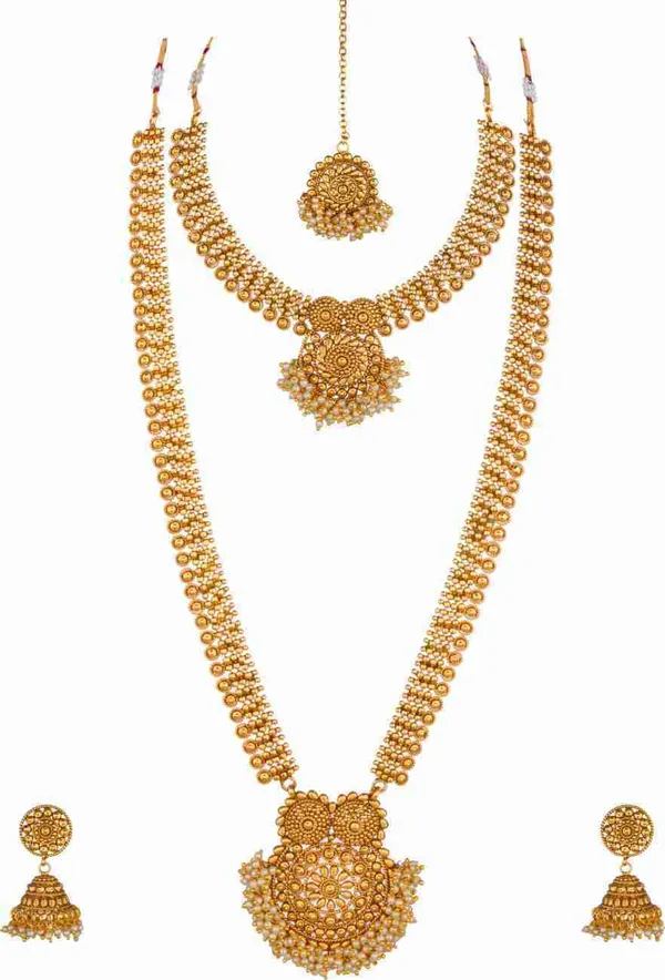 Gold_Premium_Copper_Necklace_With_Earrings_&_Maang_Tikka_Jewellery_Set_For_Women