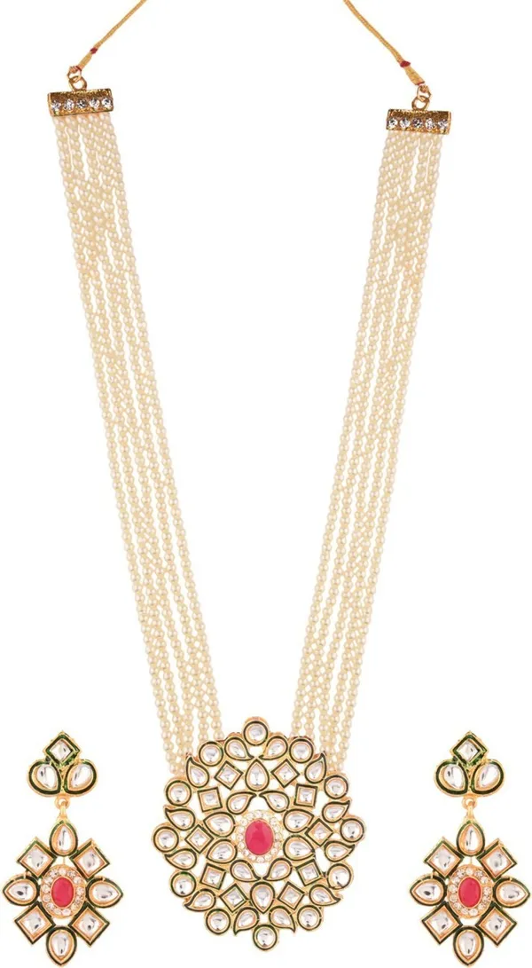 White_Premium_Copper_Earrings_&_Necklace_Jewellery_Set_For_Women