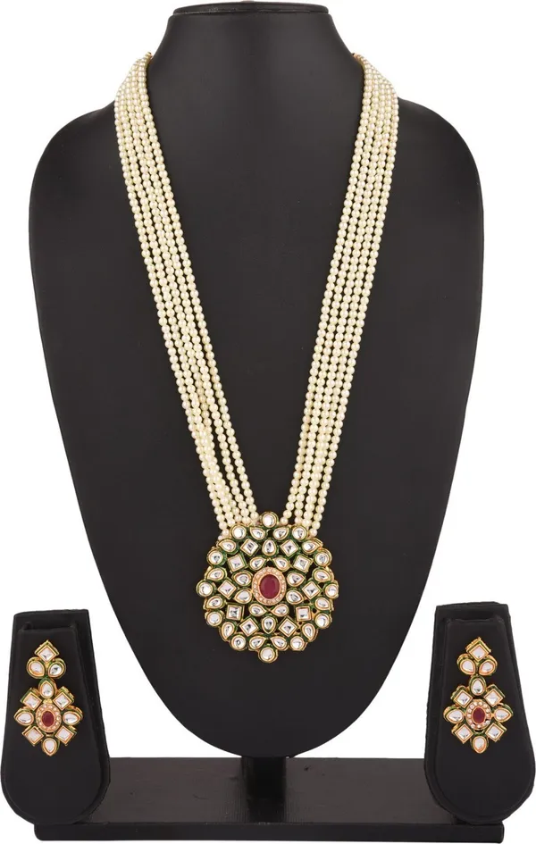 White_Premium_Copper_Earrings_&_Necklace_Jewellery_Set_For_Women