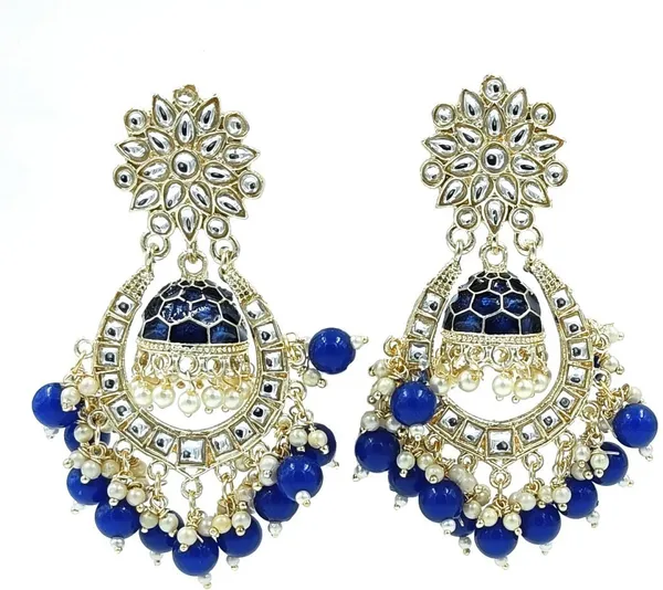 Blue__Brass_Jhumka_Earrings_For_Women