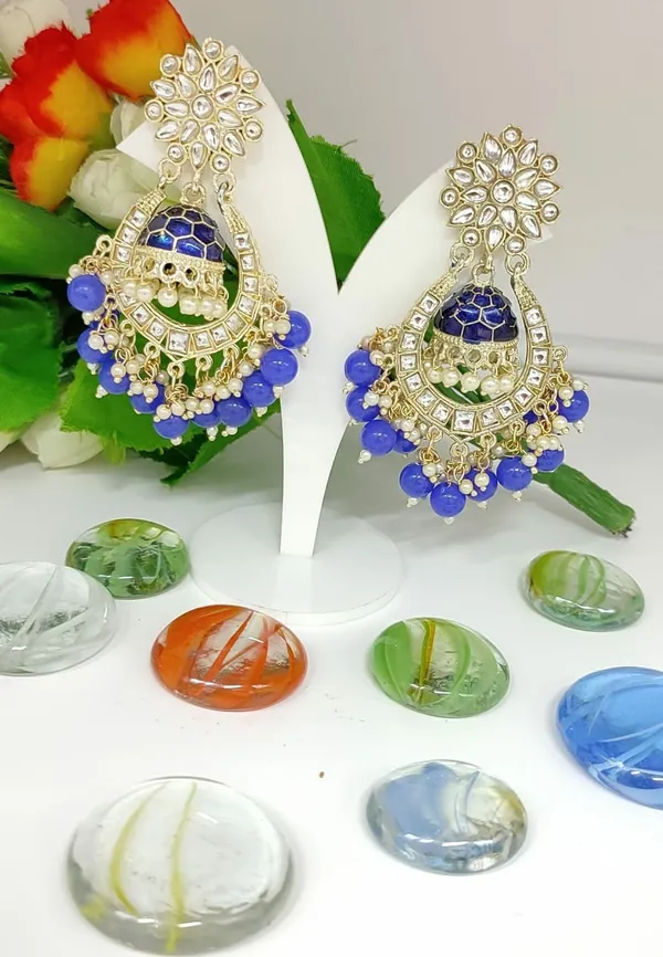 Blue__Brass_Jhumka_Earrings_For_Women