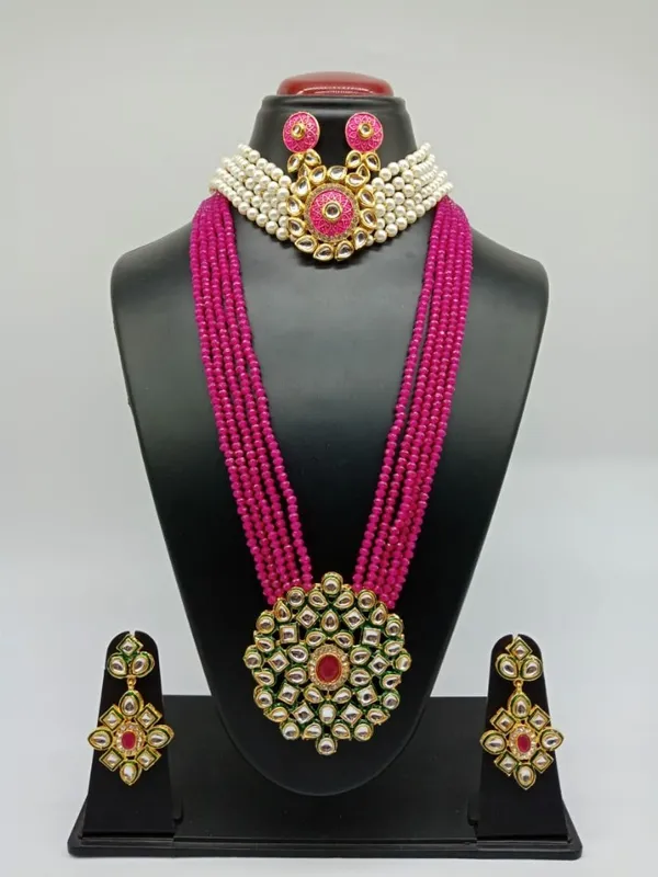 Pink_Premium_Brass_Earrings_&_Necklace_Jewellery_Set_For_Women