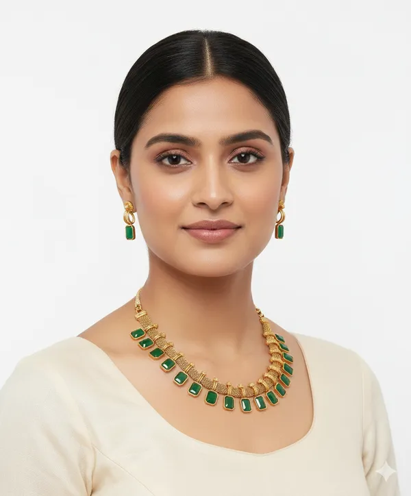 Green_Premium_Alloy_Earrings_&_Necklace_Jewellery_Set_For_Women
