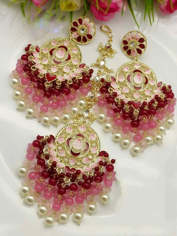 Red_Premium_Brass_Earrings_&_Maang_Tikka_Jewellery_Set_For_Women