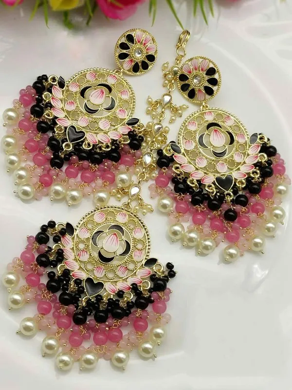 Multicolor_Premium_Brass_Earrings_&_Maang_Tikka_Jewellery_Set_For_Women