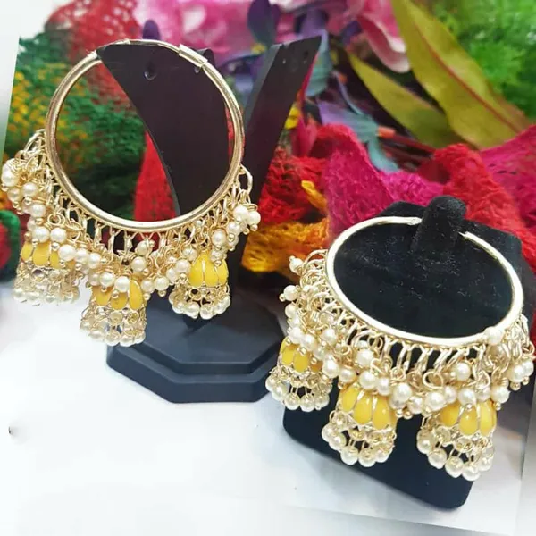 Yellow__Brass_Jhumka_Earrings_For_Women