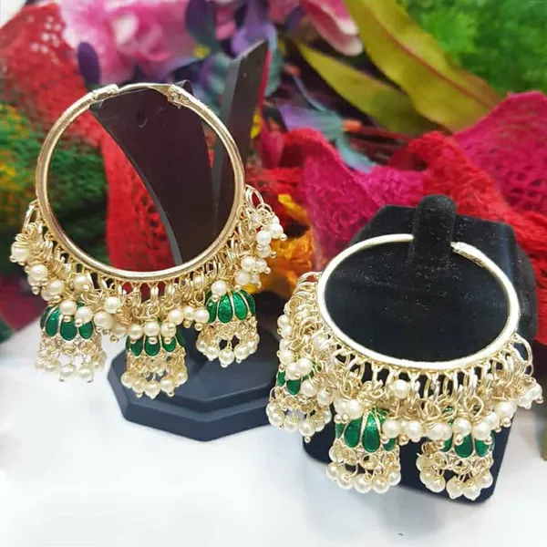 Green__Brass_Jhumka_Earrings_For_Women