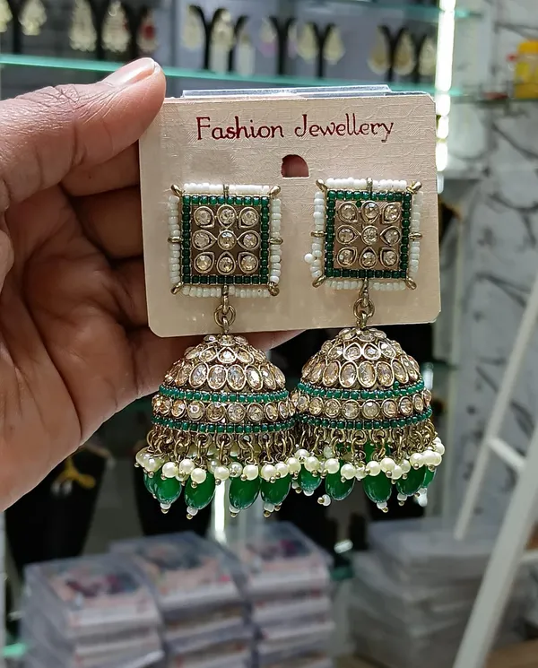 Green_Chandbali_Clip-on_Earring__For_Women