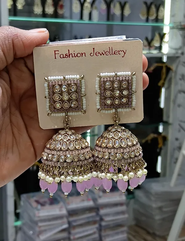 Pink_Chandbali_Clip-on_Earring__For_Women