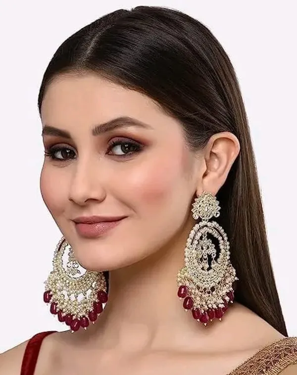 Maroon_Chandbali_Clip-on_Earring__For_Women