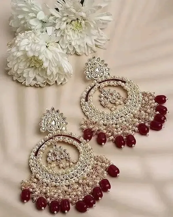 Maroon_Chandbali_Clip-on_Earring__For_Women