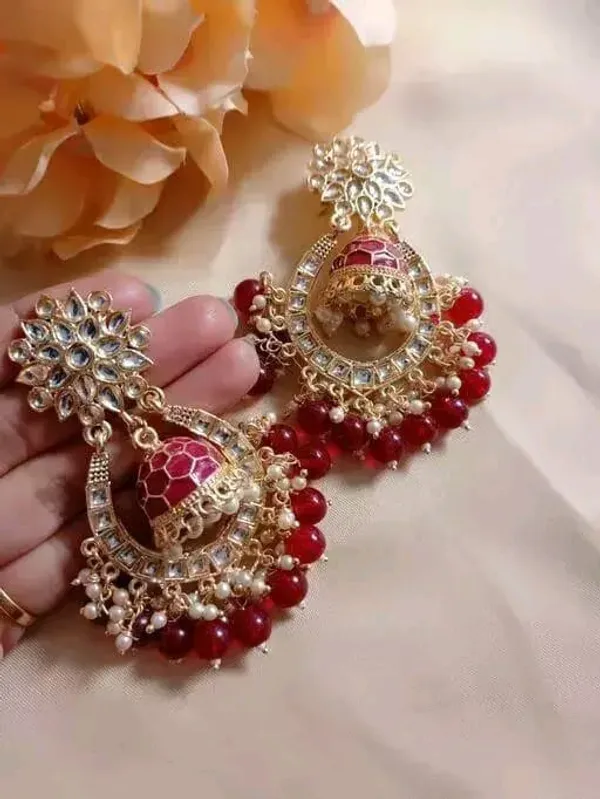 Red_Chandbali_Clip-on_Earring__For_Women