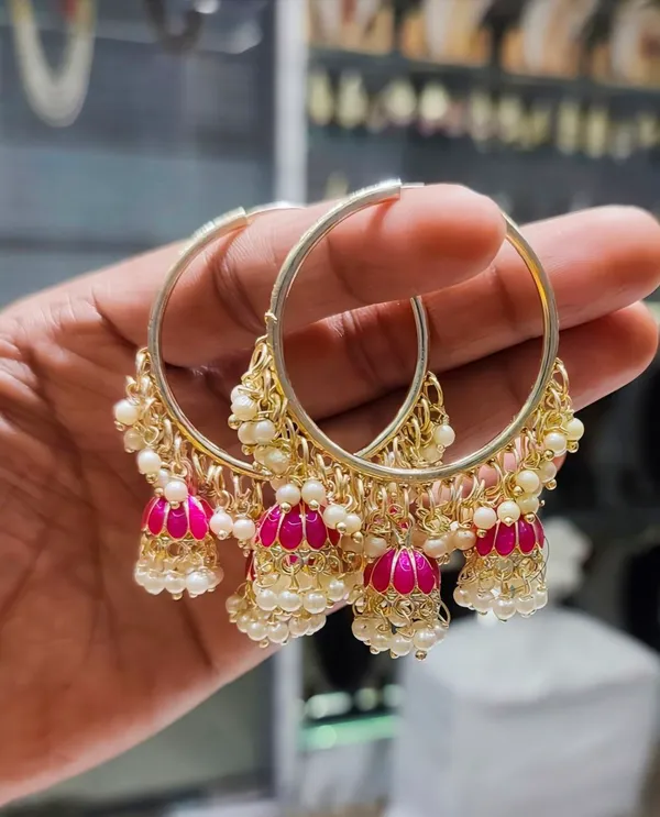 Pink_Chandbali_Clip-on_Earring__For_Women