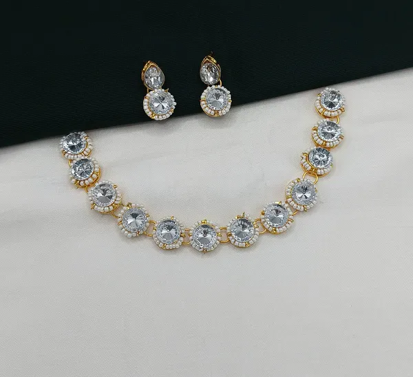 Beige_Gold-plated_Necklace__Earring_&_Maang_Tikka_Set__For_Women