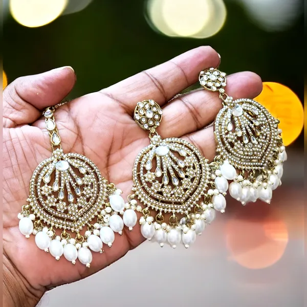 White_Gold-plated_Necklace__Earring_&_Maang_Tikka_Set__For_Women