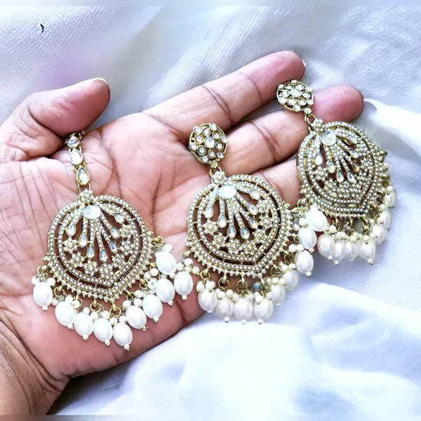 White_Gold-plated_Necklace__Earring_&_Maang_Tikka_Set__For_Women