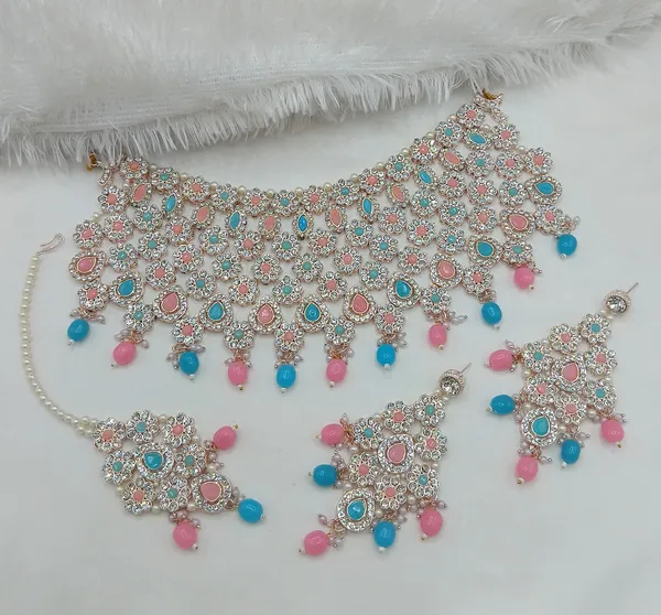 Multicolor_Gold-plated_Necklace__Earring_&_Maang_Tikka_Set__For_Women