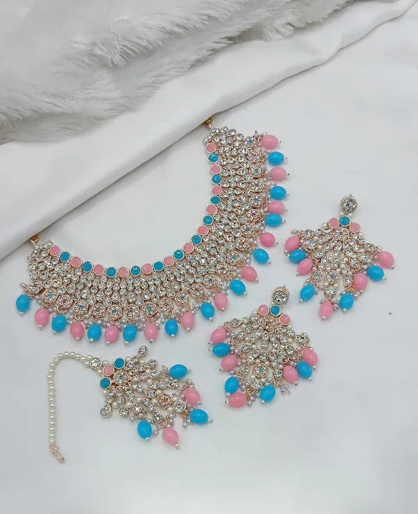 Multicolor_Gold-plated_Necklace__Earring_&_Maang_Tikka_Set__For_Women