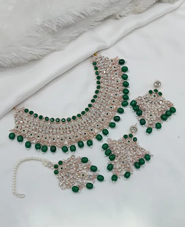 Green_Gold-plated_Necklace__Earring_&_Maang_Tikka_Set__For_Women