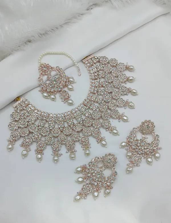 Beige_Gold-plated_Necklace__Earring_&_Maang_Tikka_Set__For_Women