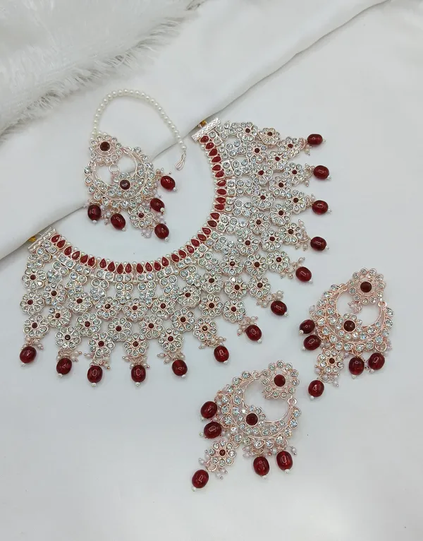 Turquoise_Gold-plated_Necklace__Earring_&_Maang_Tikka_Set__For_Women