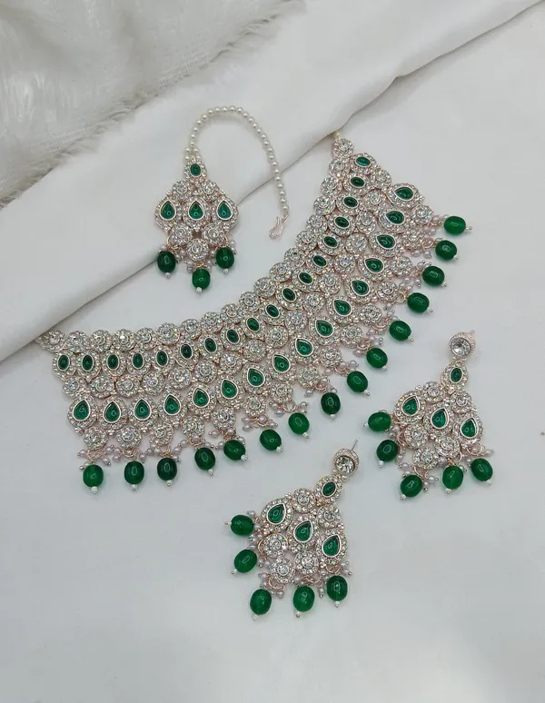 Green_Gold-plated_Necklace__Earring_&_Maang_Tikka_Set__For_Women