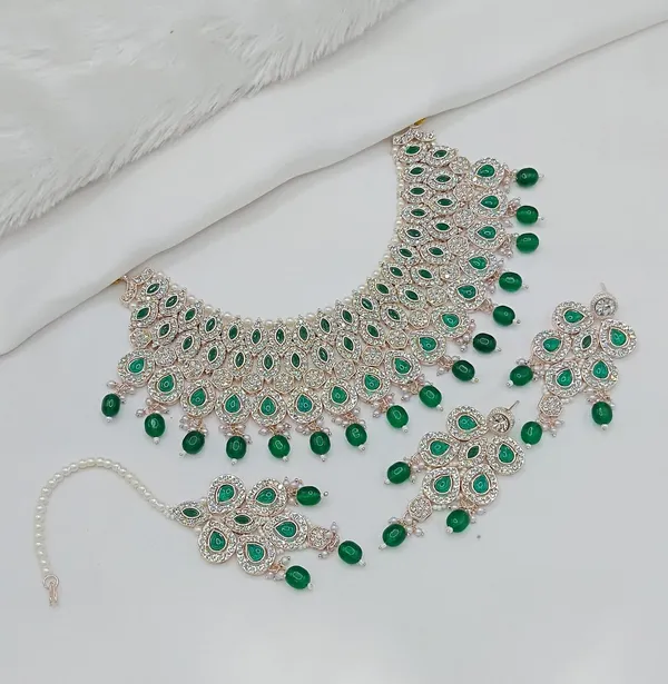 Green_Gold-plated_Necklace__Earring_&_Maang_Tikka_Set__For_Women
