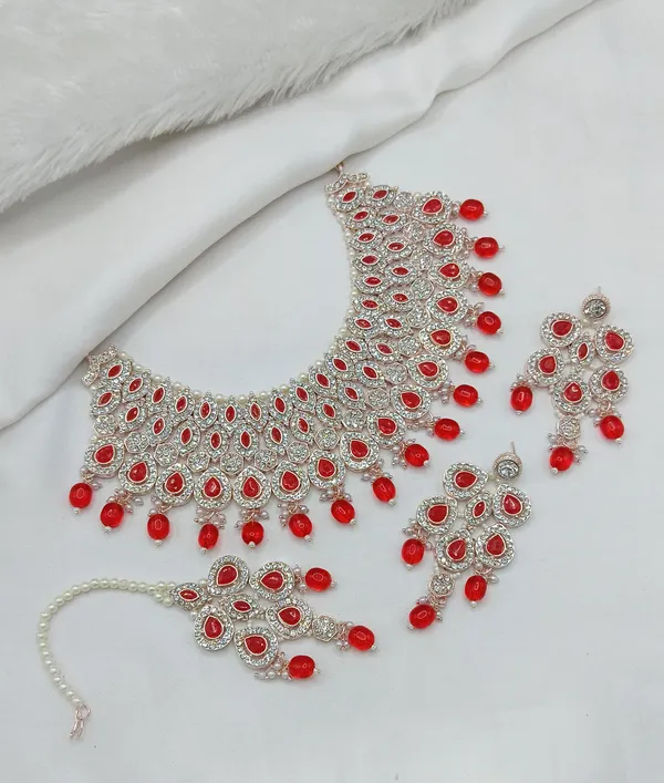 Red_Gold-plated_Necklace__Earring_&_Maang_Tikka_Set__For_Women