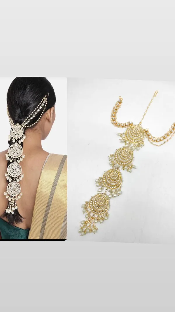 White_Gold-plated_Necklace__Earring_&_Maang_Tikka_Set__For_Women