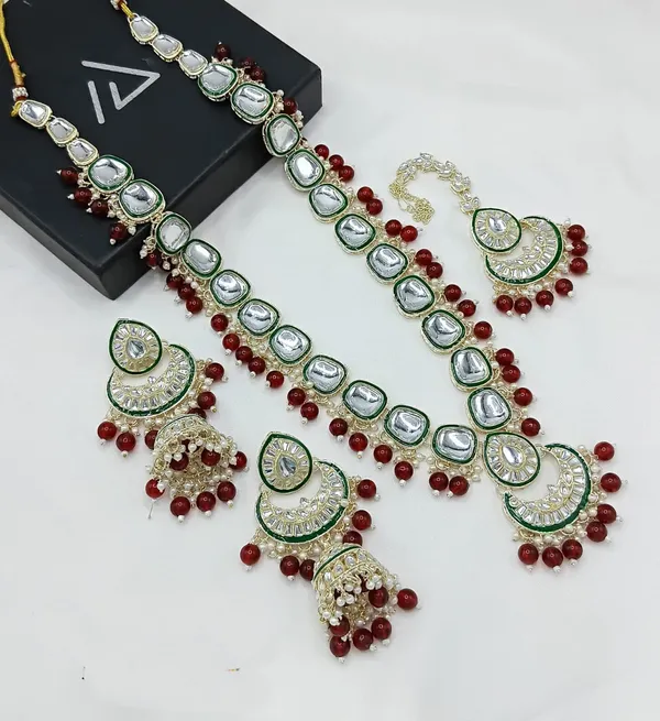 Red_Gold-plated_Necklace__Earring_&_Maang_Tikka_Set__For_Women