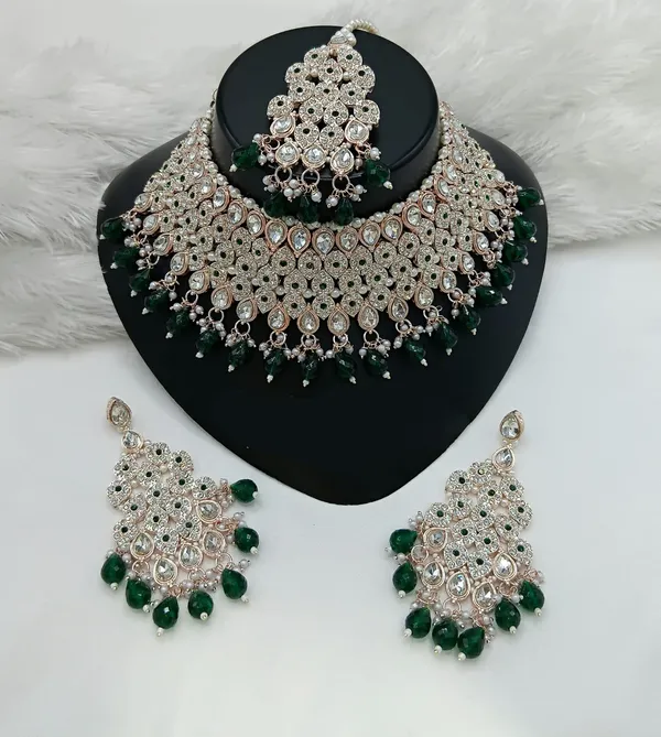 Green_Gold-plated_Necklace__Earring_&_Maang_Tikka_Set__For_Women