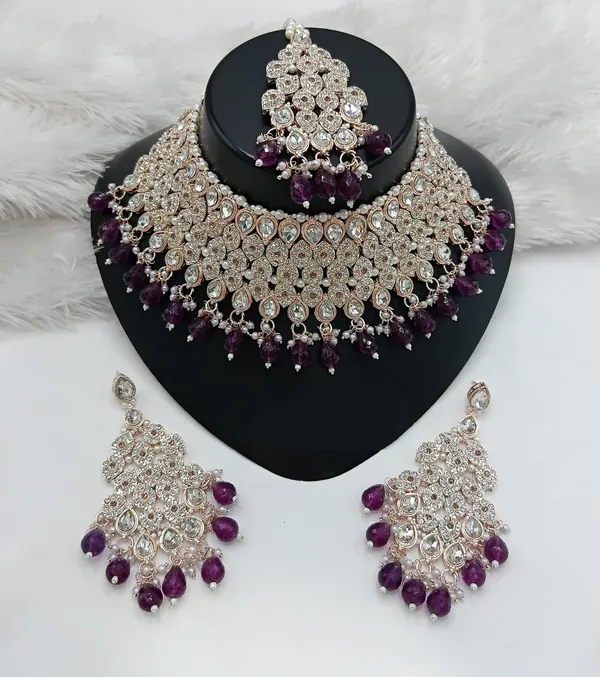 Multicolor_Gold-plated_Necklace__Earring_&_Maang_Tikka_Set__For_Women