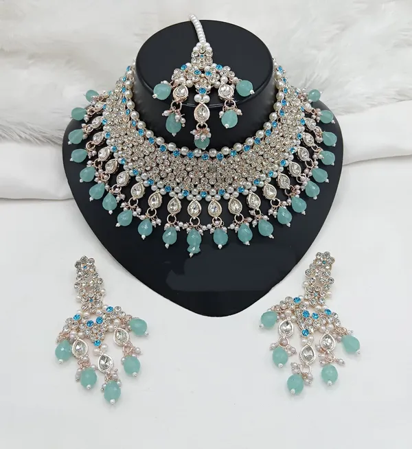 Green_Gold-plated_Necklace__Earring_&_Maang_Tikka_Set__For_Women