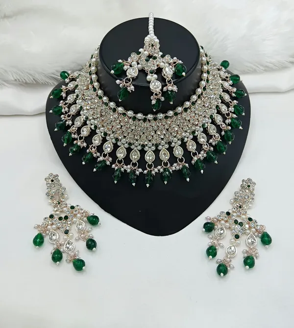 Beige_Gold-plated_Necklace__Earring_&_Maang_Tikka_Set__For_Women