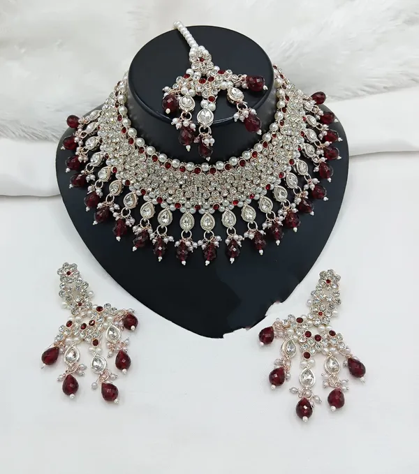 Maroon_Gold-plated_Necklace__Earring_&_Maang_Tikka_Set__For_Women