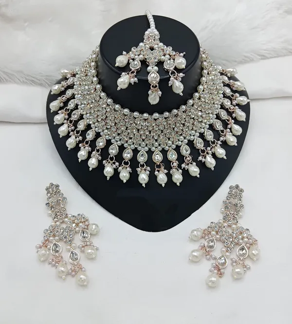 Turquoise_Gold-plated_Necklace__Earring_&_Maang_Tikka_Set__For_Women