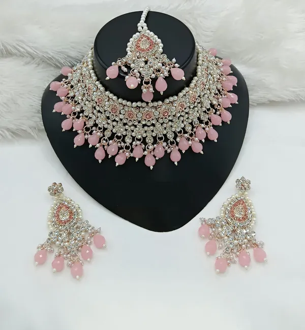 Pink_Gold-plated_Necklace__Earring_&_Maang_Tikka_Set__For_Women