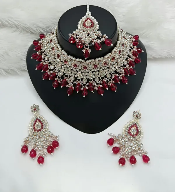 Beige_Gold-plated_Necklace__Earring_&_Maang_Tikka_Set__For_Women