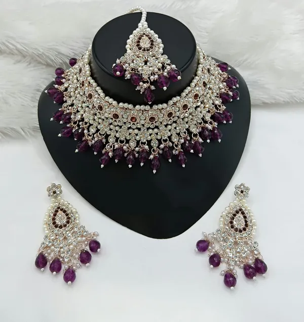 Purple_Gold-plated_Necklace__Earring_&_Maang_Tikka_Set__For_Women