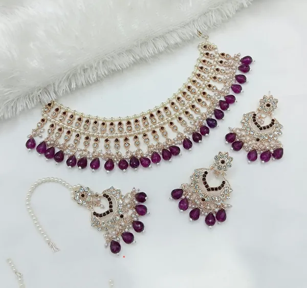 Purple_Gold-plated_Necklace__Earring_&_Maang_Tikka_Set__For_Women