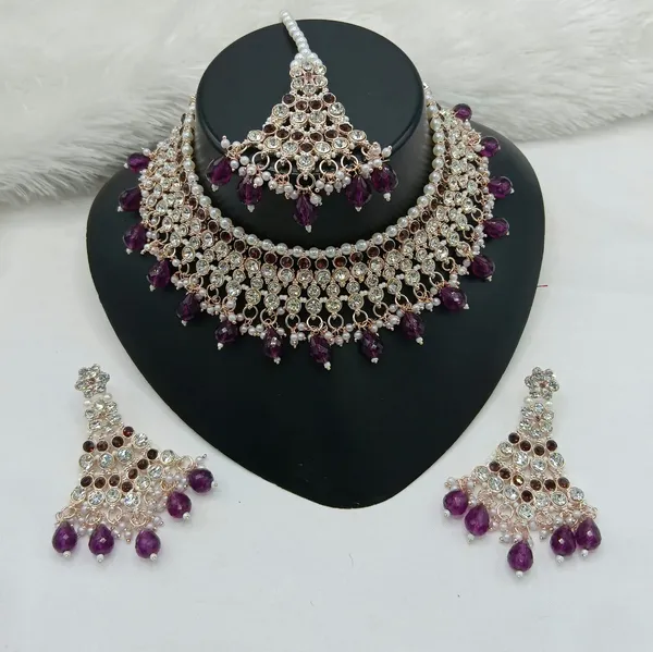 Purple_Gold-plated_Necklace__Earring_&_Maang_Tikka_Set__For_Women
