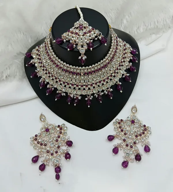 Purple_Gold-plated_Necklace__Earring_&_Maang_Tikka_Set__For_Women