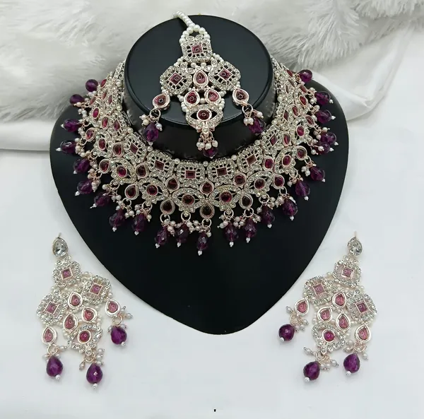 Purple_Gold-plated_Necklace__Earring_&_Maang_Tikka_Set__For_Women