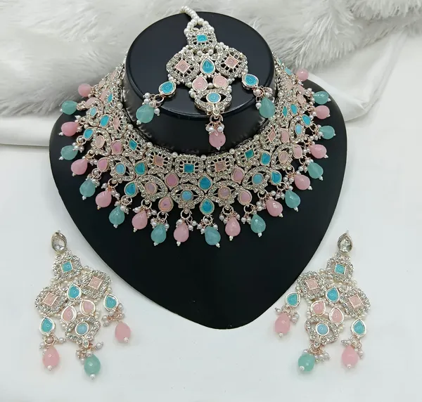 Multicolor_Gold-plated_Necklace__Earring_&_Maang_Tikka_Set__For_Women