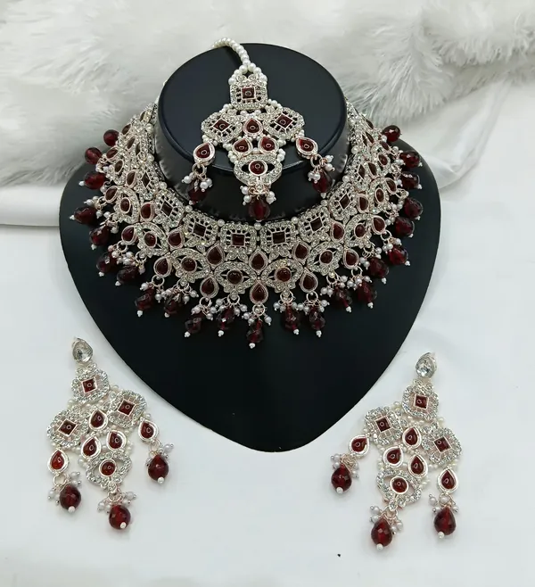Maroon_Gold-plated_Necklace__Earring_&_Maang_Tikka_Set__For_Women